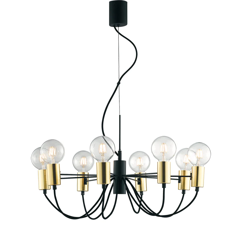 Luce Design Luster AXON 8xE27 Metal Crna/Zlatna