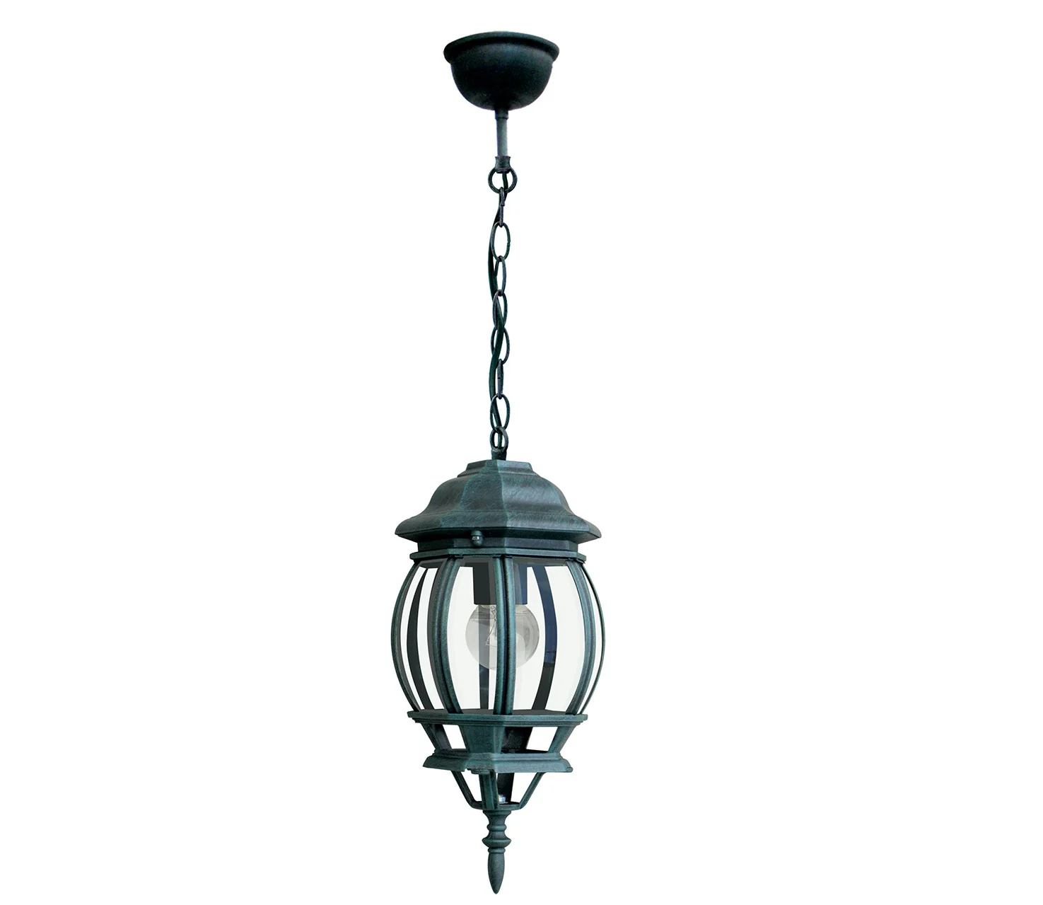 Intec Viseća vanjska lanterna SANTIAGO 1x27 Aluminij/Staklo Crno-zelena