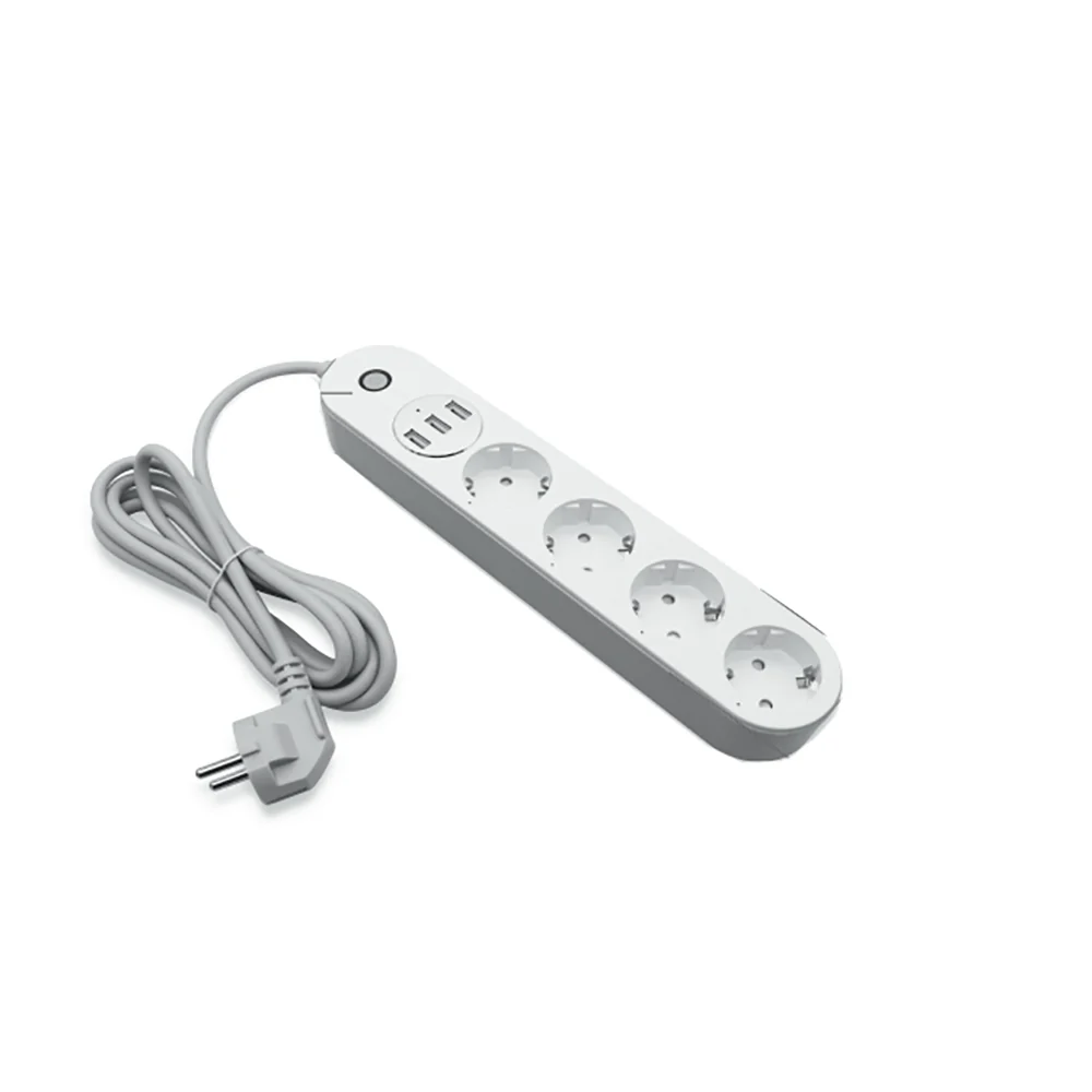 Pametna WiFi multi-utičnica s 4 Schuko priključka i 3 USB porta Plastika Bijela