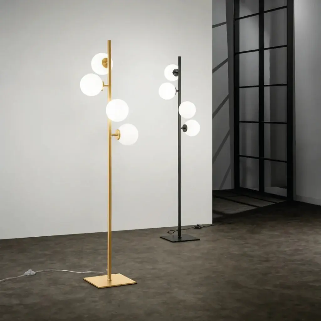 Luce Design Podna lampa 4xE14 Metal/Staklo Crna/Bijela