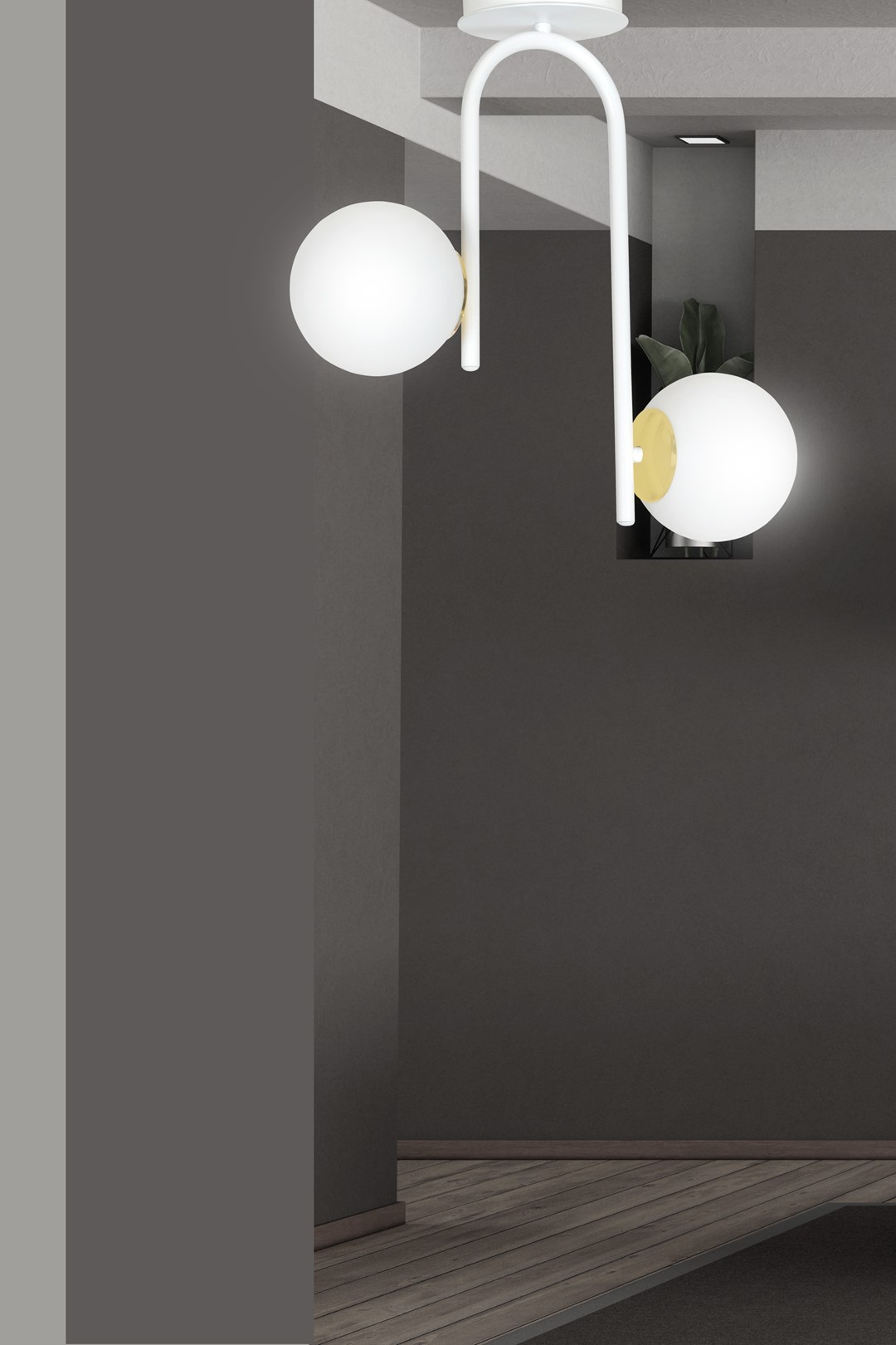 Emibig Stropna svjetiljka RAGNAR 230V 10W MAX LED E14 Čelik/ Staklo Bijela/ Zlatna
