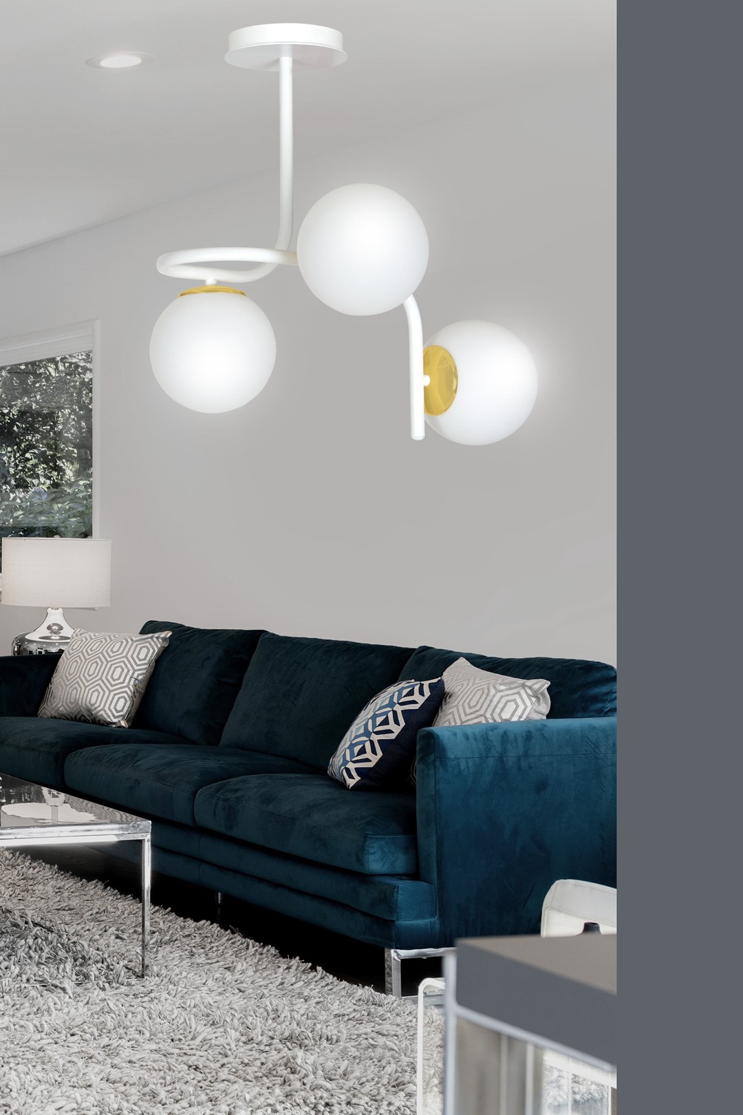 Emibig Stropna svjetiljka RAGNAR 230V 10W MAX LED E14 Čelik/ Staklo Bijela/ Zlatna