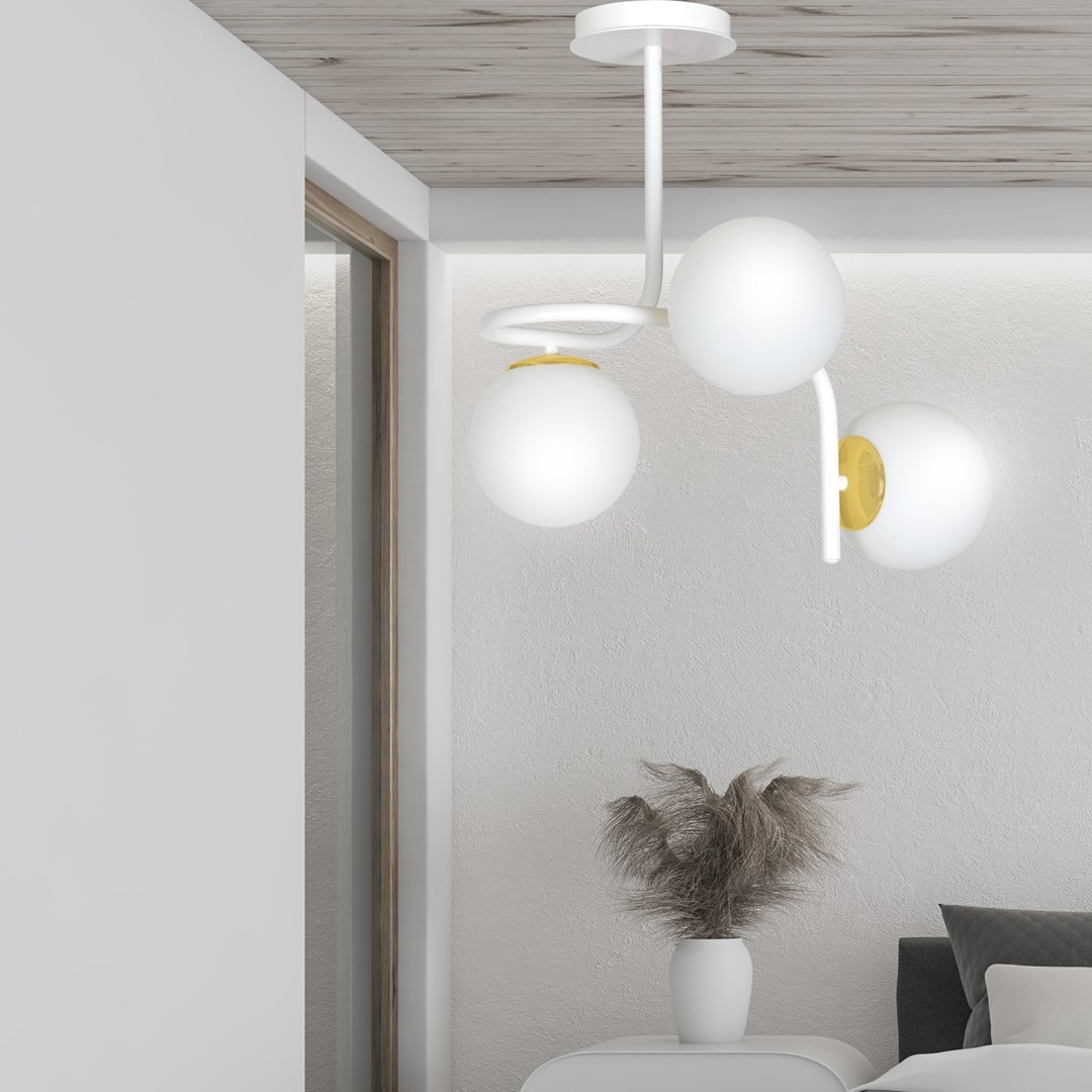 Emibig Stropna svjetiljka RAGNAR 230V 10W MAX LED E14 Čelik/ Staklo Bijela/ Zlatna