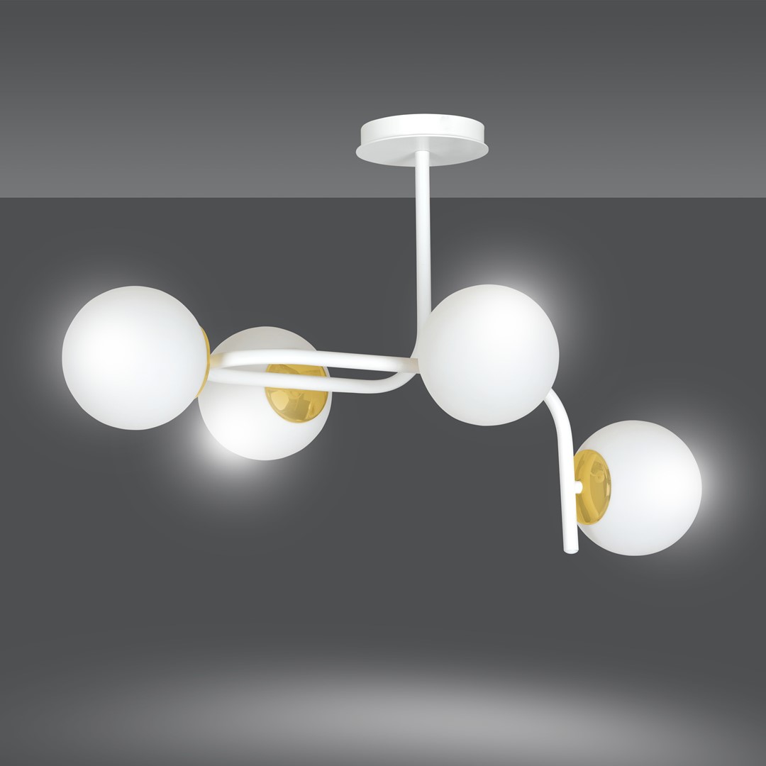 Emibig Stropna svjetiljka RAGNAR 230V 10W MAX LED E14 Čelik/ Staklo Bijela/ Zlatna
