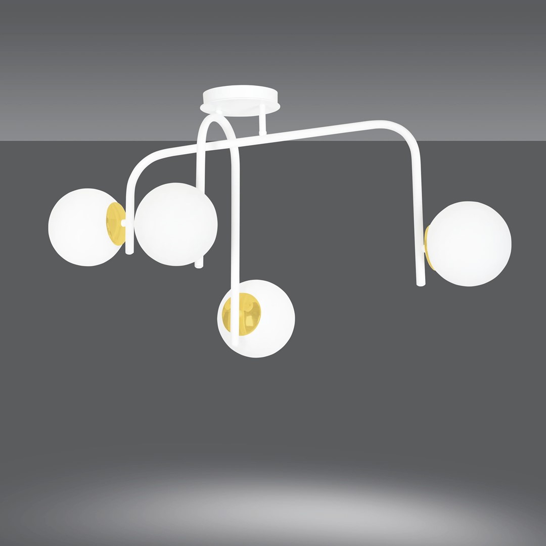 Emibig Stropna svjetiljka RAGNAR 230V 10W MAX LED E14 Čelik/ Staklo Bijela/ Zlatna