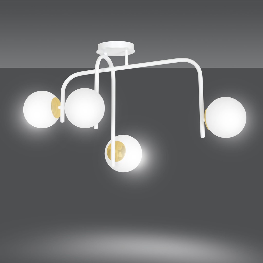 Emibig Stropna svjetiljka RAGNAR 230V 10W MAX LED E14 Čelik/ Staklo Bijela/ Zlatna