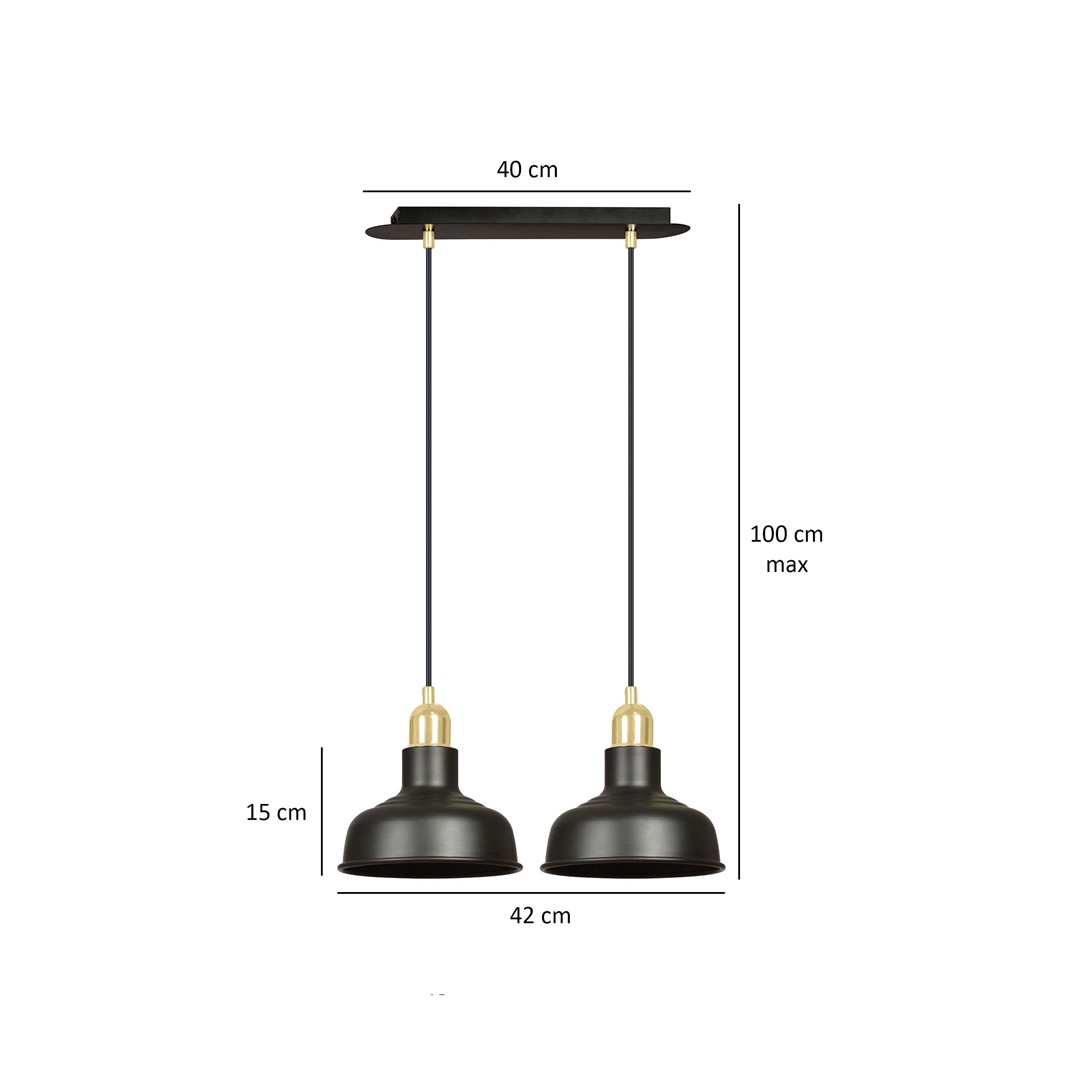 Emibig Visilica IBOR 230V 15W MAX LED E27 Čelik Crna