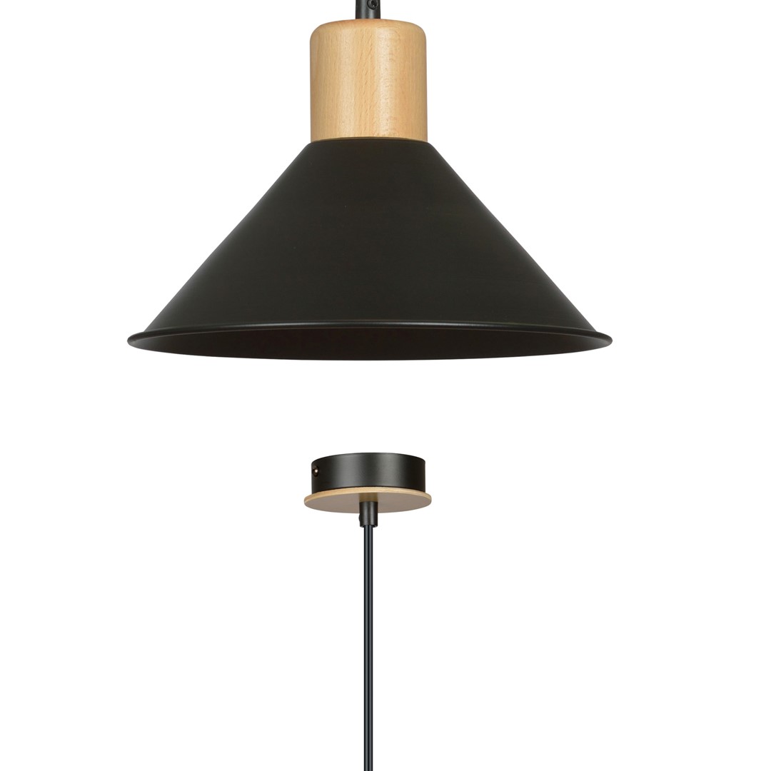 Emibig Visilica ROWEN 230V 15W MAX LED E27 Čelik/ Drvo Crna