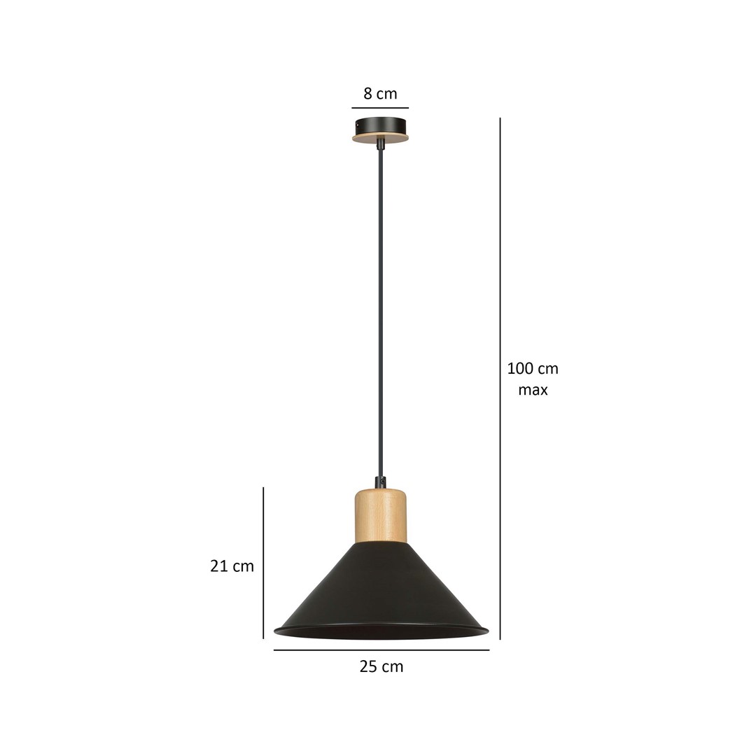 Emibig Visilica ROWEN 230V 15W MAX LED E27 Čelik/ Drvo Crna