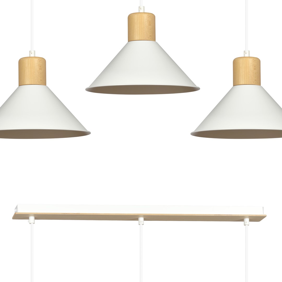 Emibig Visilica ROWEN 230V 15W MAX LED E27 Čelik/ Drvo Bijela