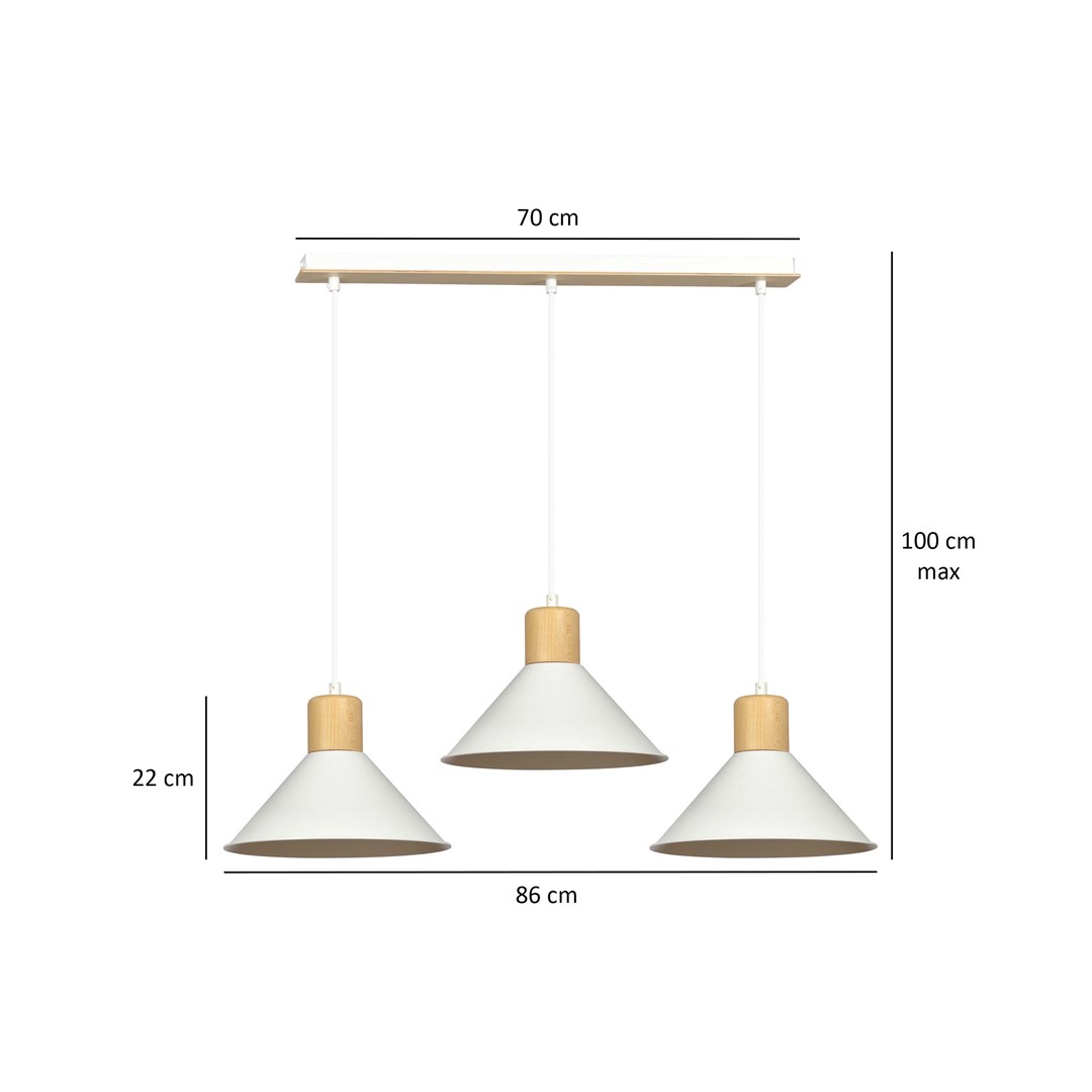 Emibig Visilica ROWEN 230V 15W MAX LED E27 Čelik/ Drvo Bijela