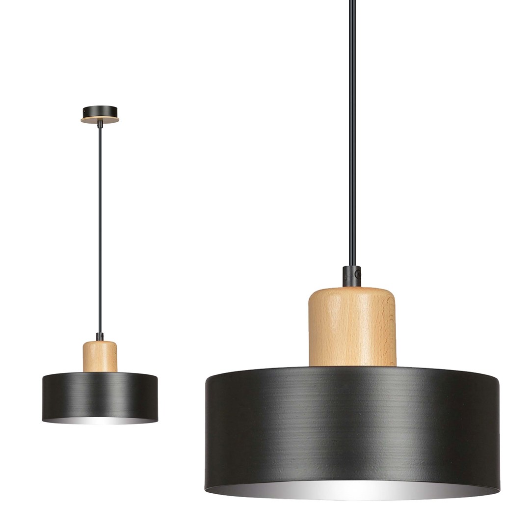 Emibig Visilica TORIN 230V 15W MAX LED E27 Čelik/ Drvo Crna