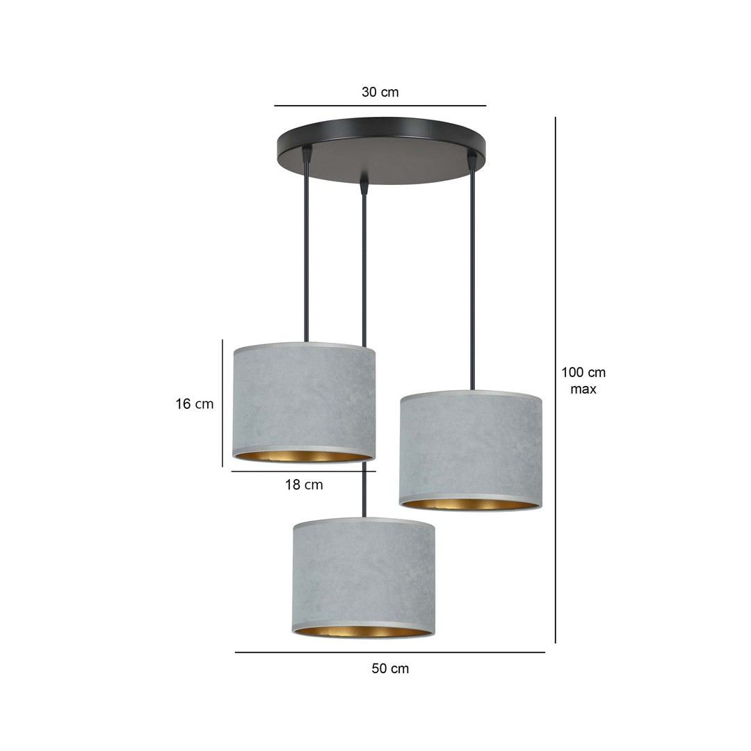 Emibig Visilica HILDE 230V 15W MAX LED E27 Čelik/ Tkanina Crna
