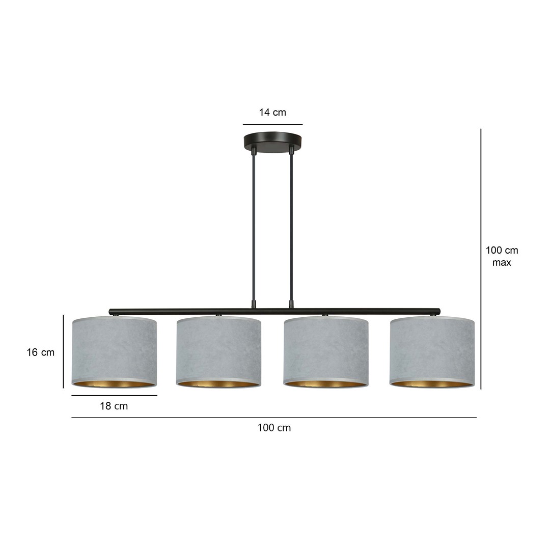 Emibig Visilica HILDE 230V 15W MAX LED E27 Čelik/ Tkanina Crna