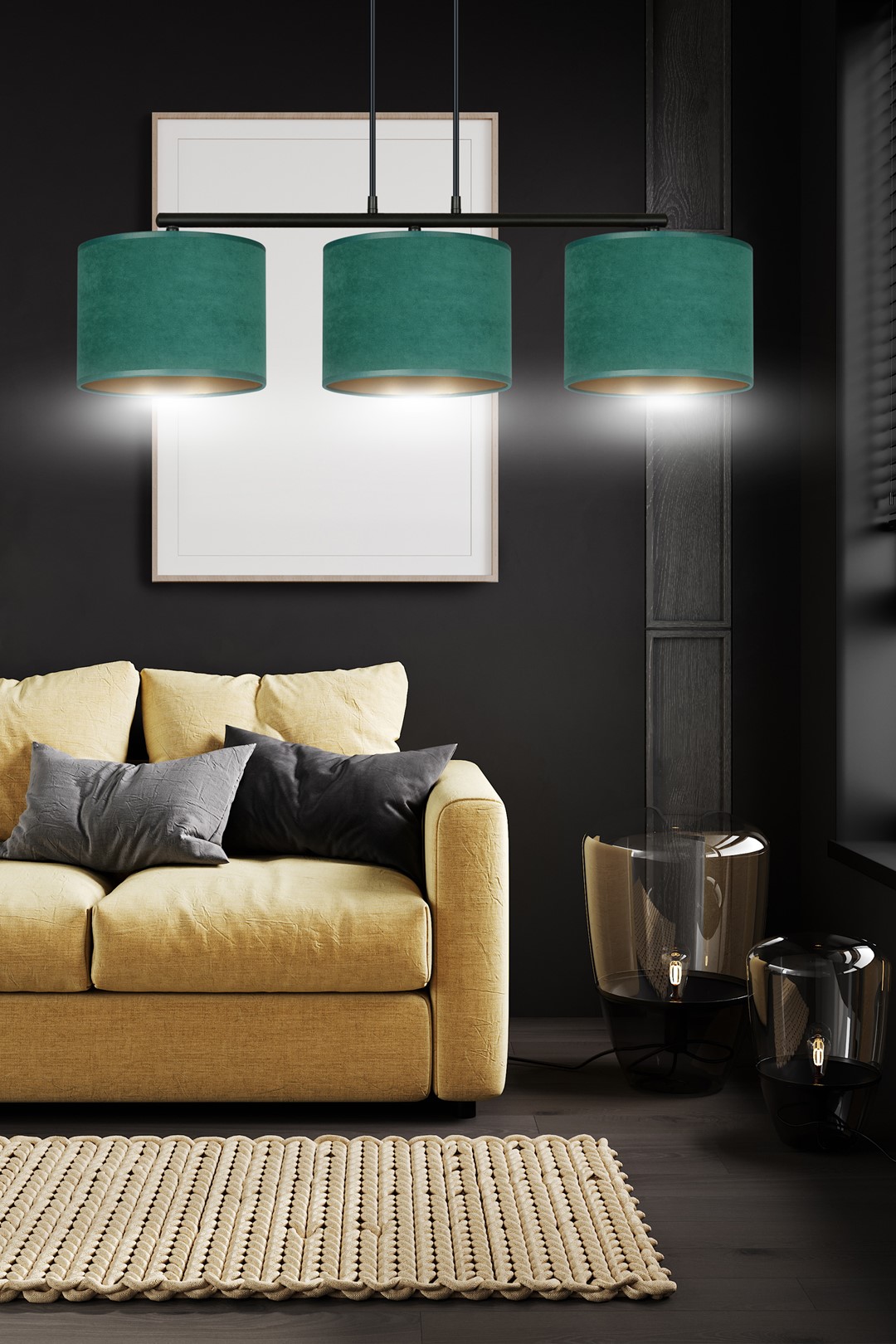 Emibig Visilica HILDE 230V 15W MAX LED E27 Čelik/ Tkanina Crna