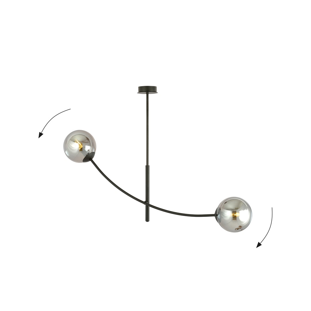 Emibig Stropna svjetiljka HUNTER 230V 10W MAX LED E14 Čelik/ Staklo Crna