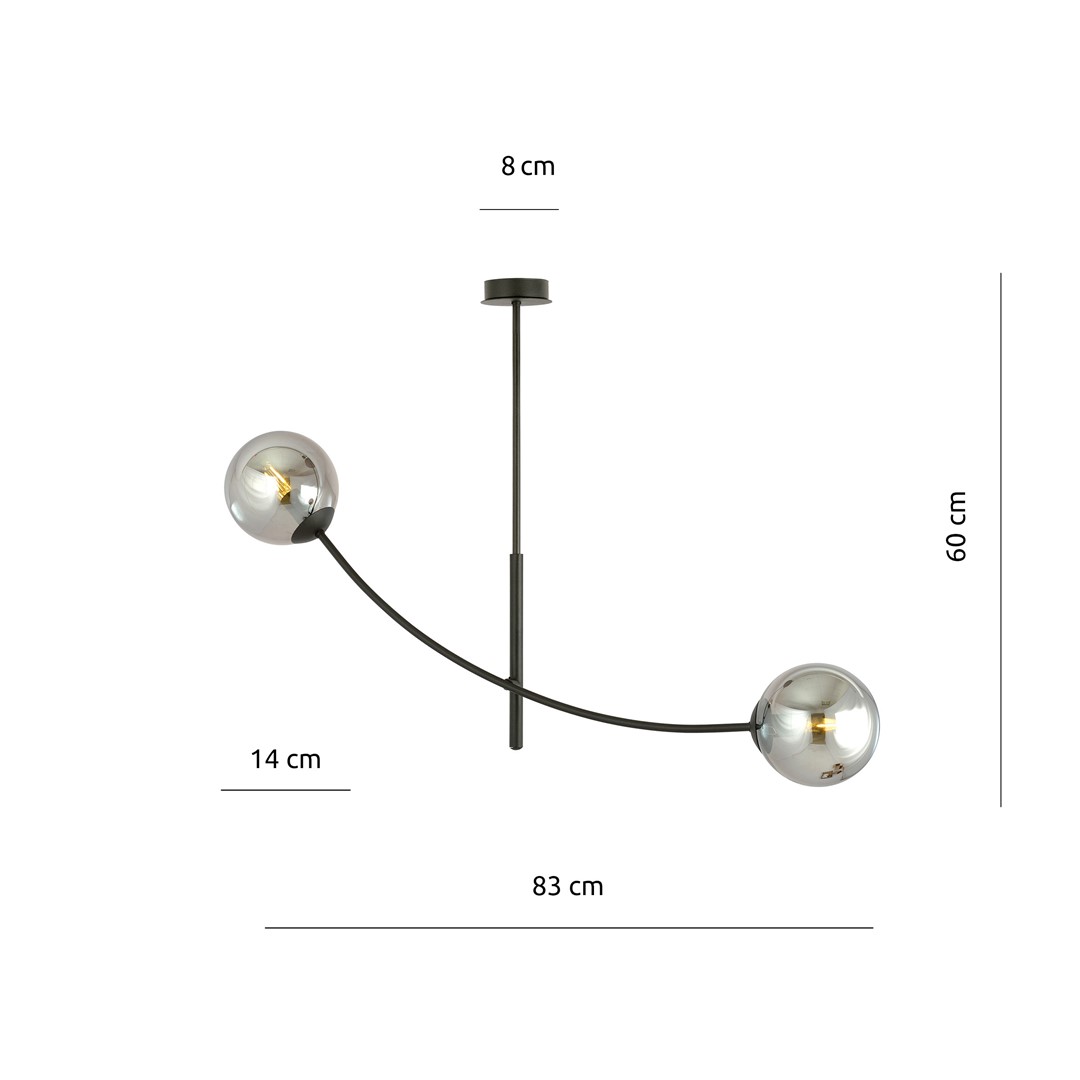 Emibig Stropna svjetiljka HUNTER 230V 10W MAX LED E14 Čelik/ Staklo Crna