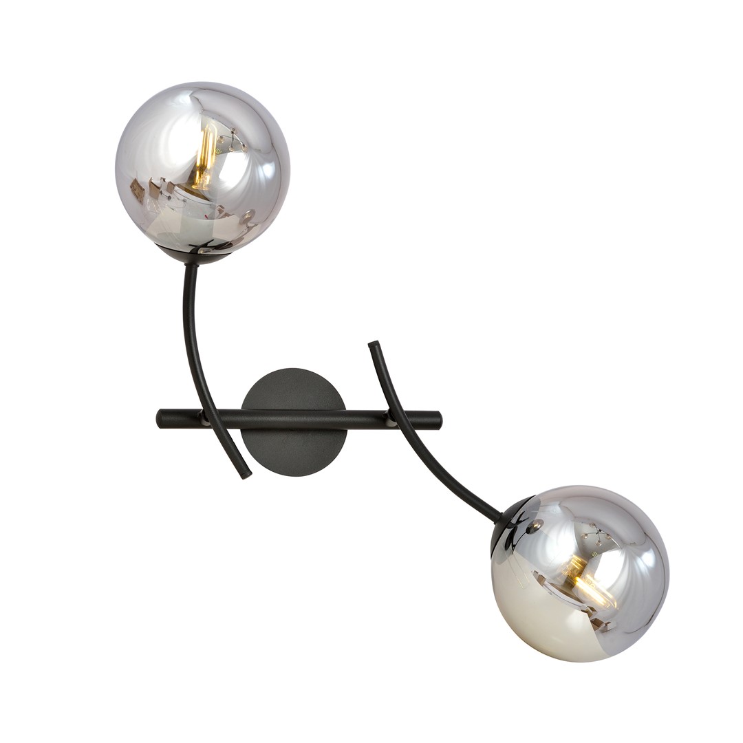 Emibig Zidna lampa HUNTER 230V 10W MAX LED E14 Čelik/ Staklo Crna