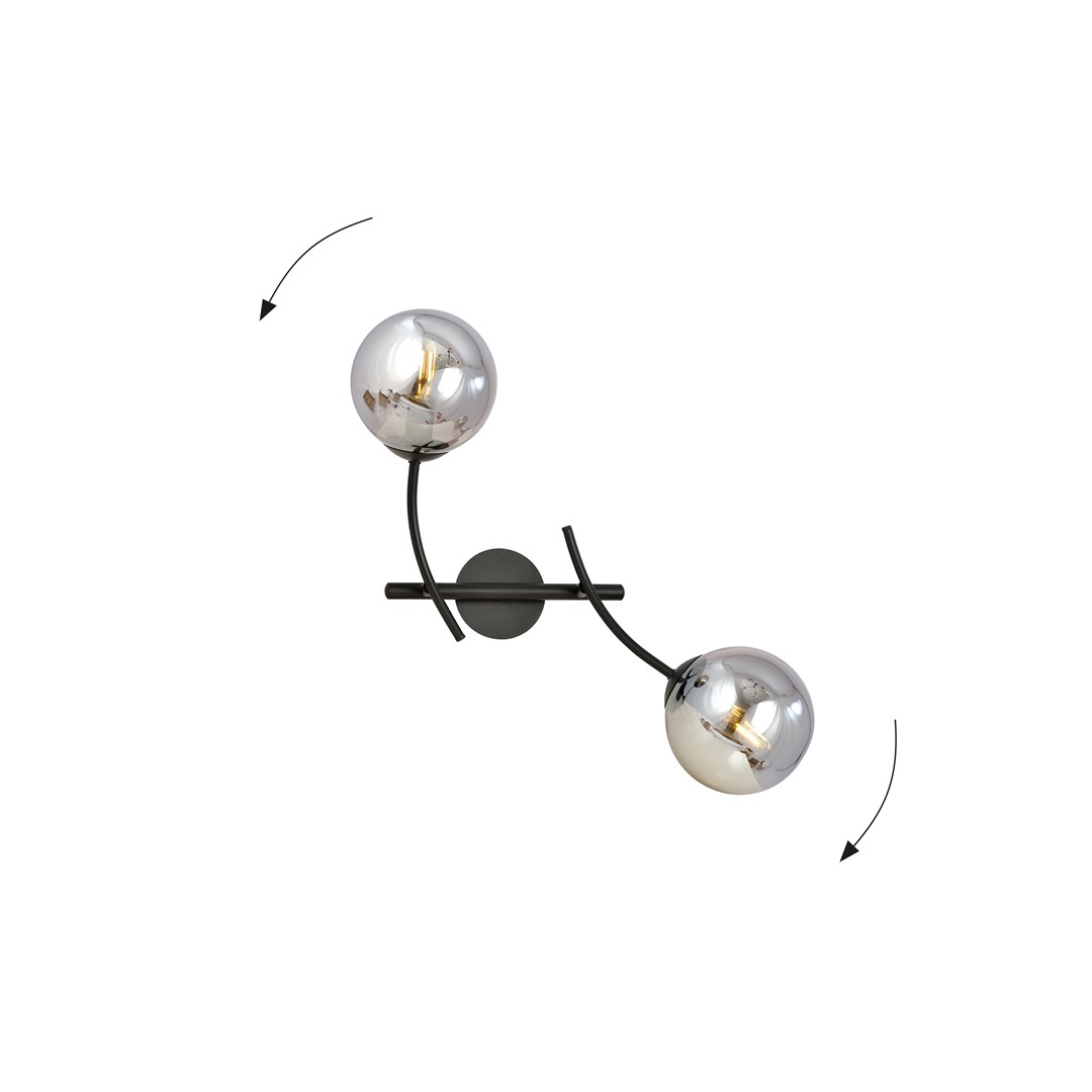 Emibig Zidna lampa HUNTER 230V 10W MAX LED E14 Čelik/ Staklo Crna