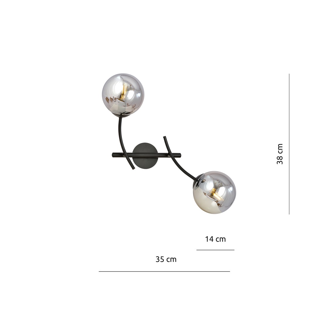 Emibig Zidna lampa HUNTER 230V 10W MAX LED E14 Čelik/ Staklo Crna