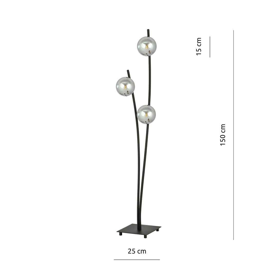 Emibig Podna lampa HUNTER 230V 10W MAX LED E14 Čelik/ Staklo Crna