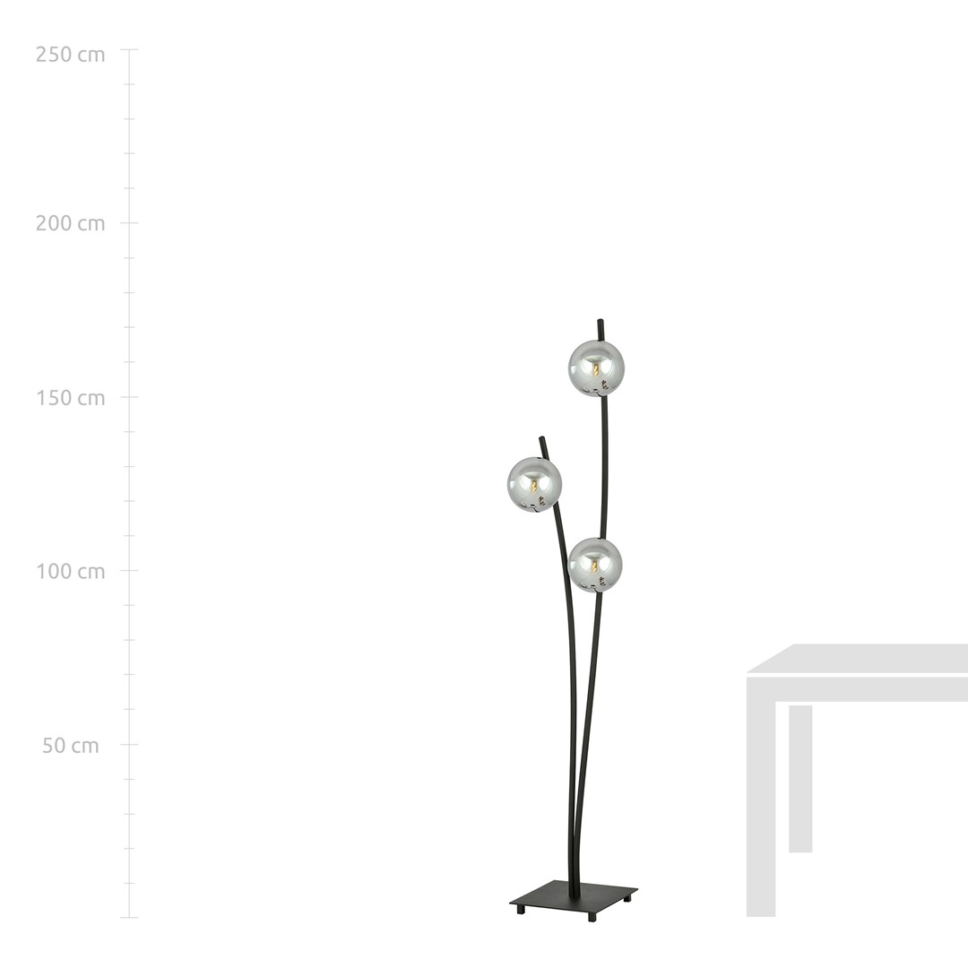 Emibig Podna lampa HUNTER 230V 10W MAX LED E14 Čelik/ Staklo Crna