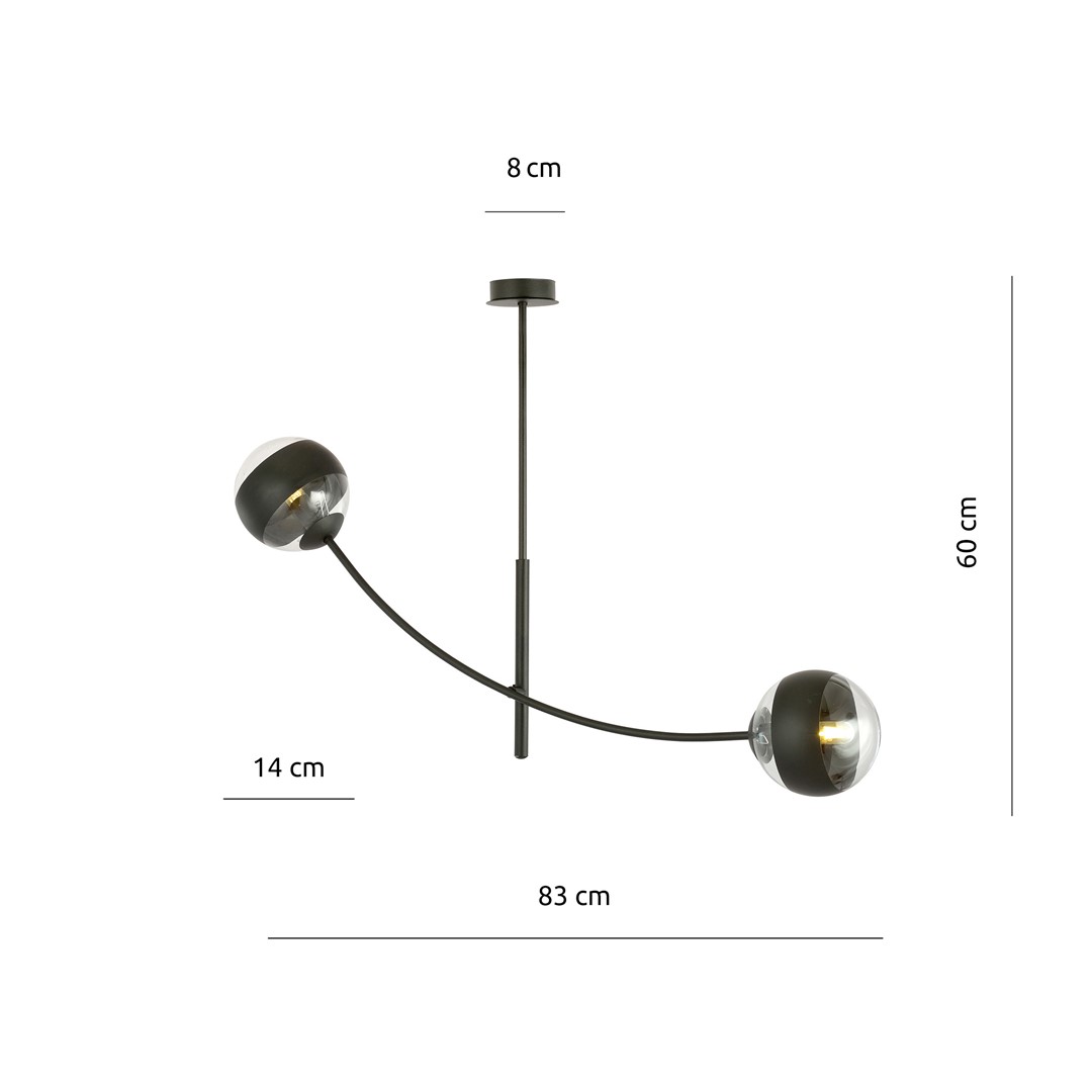 Emibig Stropna svjetiljka HUNTER 230V 10W MAX LED E14 Čelik/ Staklo Crna