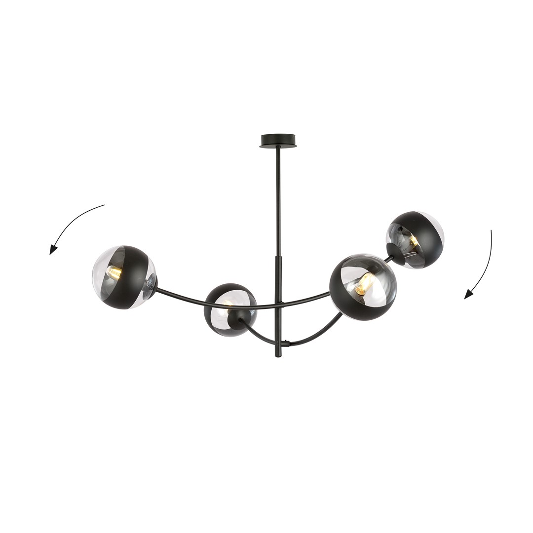 Emibig Stropna svjetiljka HUNTER 230V 10W MAX LED E14 Čelik/ Staklo Crna
