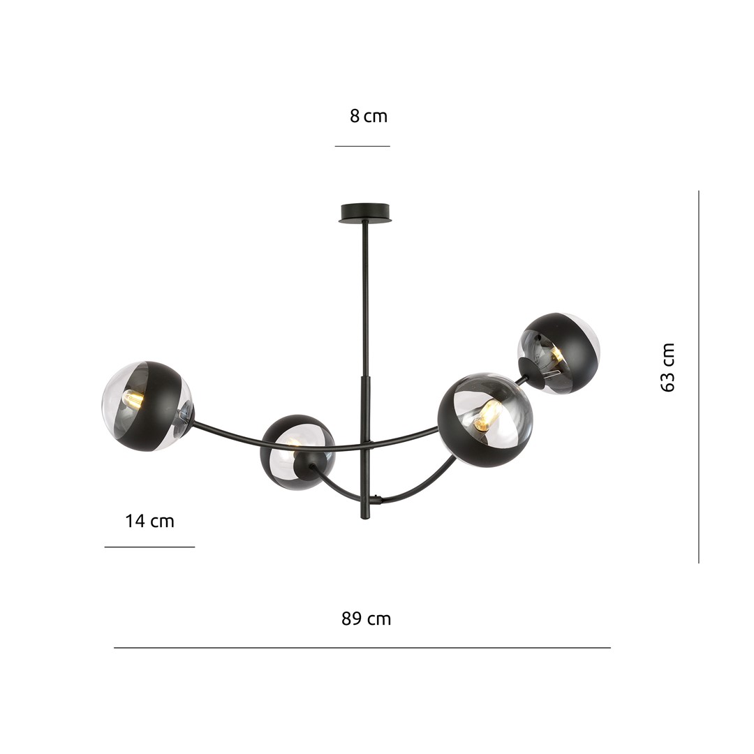 Emibig Stropna svjetiljka HUNTER 230V 10W MAX LED E14 Čelik/ Staklo Crna