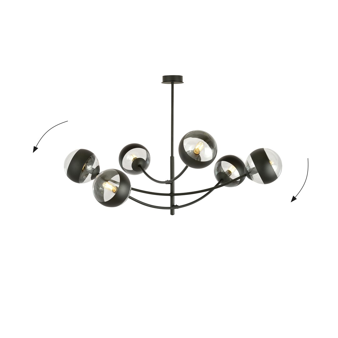 Emibig Stropna svjetiljka HUNTER 230V 10W MAX LED E14 Čelik/ Staklo Crna