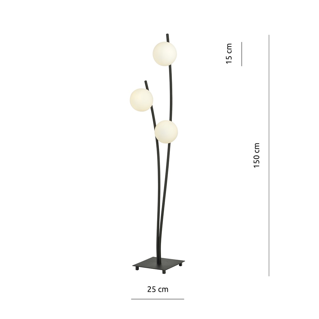 Emibig Podna lampa HUNTER 230V 10W MAX LED E14 Čelik/ Staklo Crna