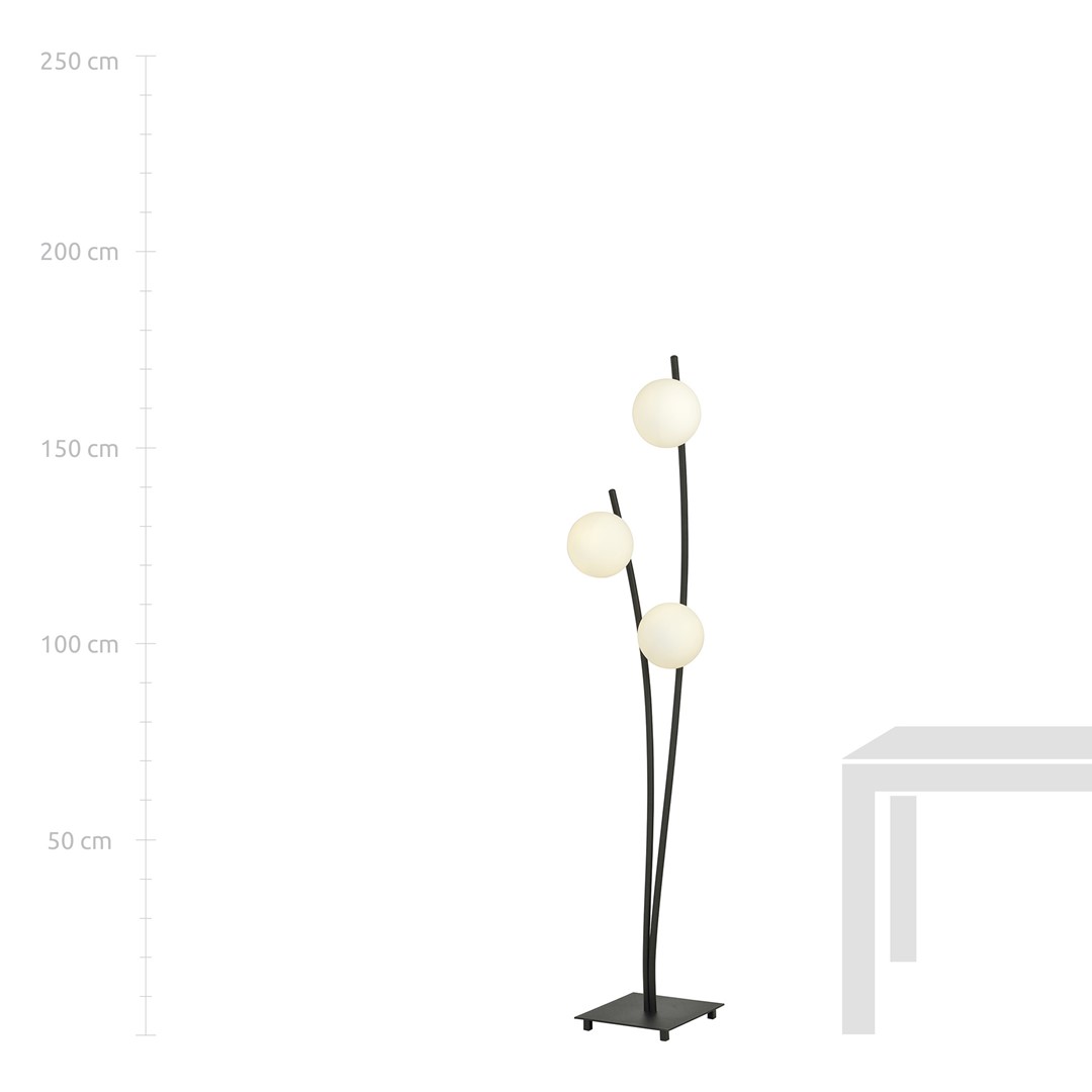 Emibig Podna lampa HUNTER 230V 10W MAX LED E14 Čelik/ Staklo Crna