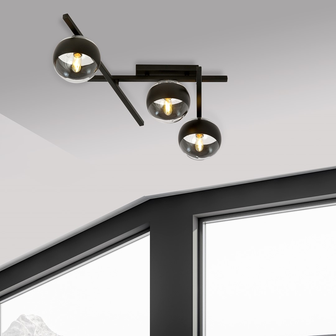Emibig Stropna svjetiljka SMART 230V 10W MAX LED E14 Čelik/ Staklo Crna