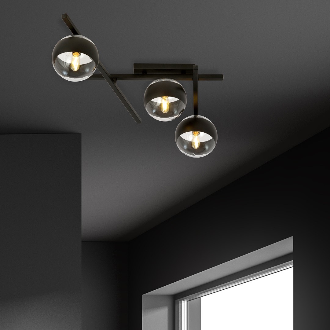 Emibig Stropna svjetiljka SMART 230V 10W MAX LED E14 Čelik/ Staklo Crna