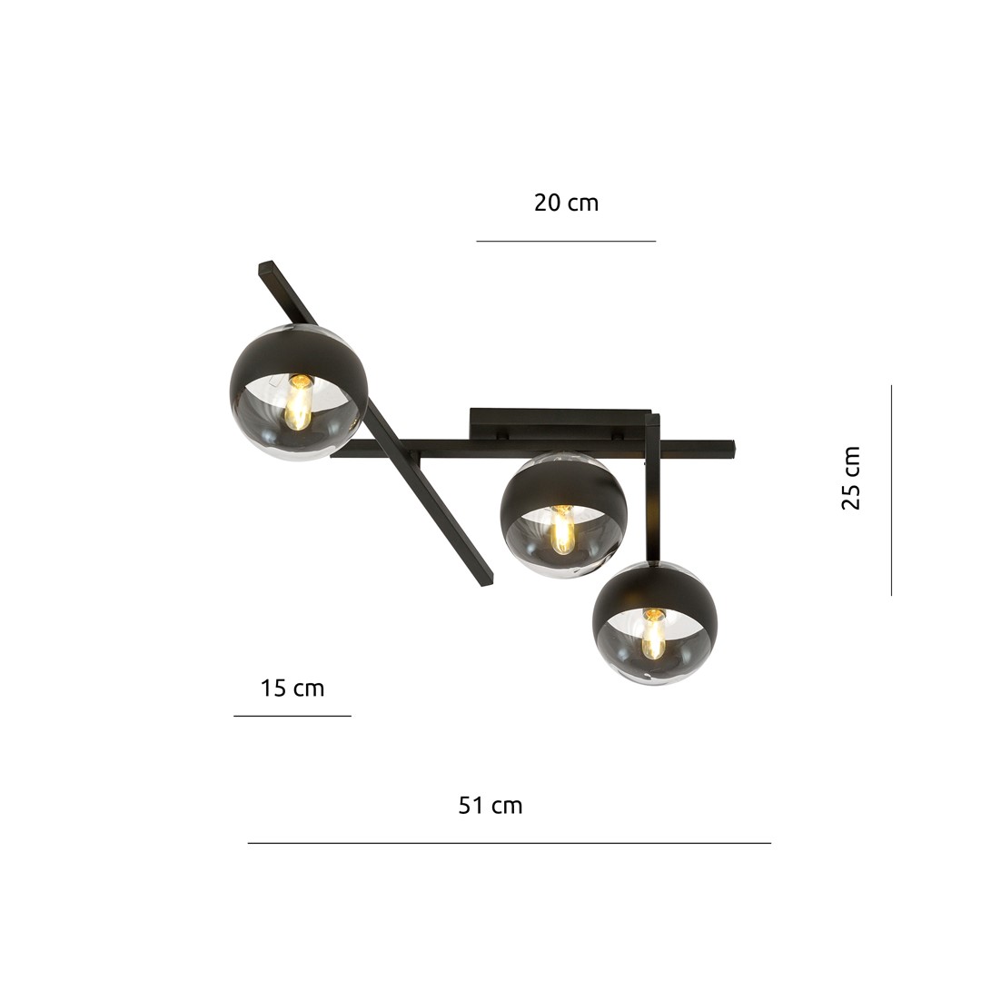 Emibig Stropna svjetiljka SMART 230V 10W MAX LED E14 Čelik/ Staklo Crna