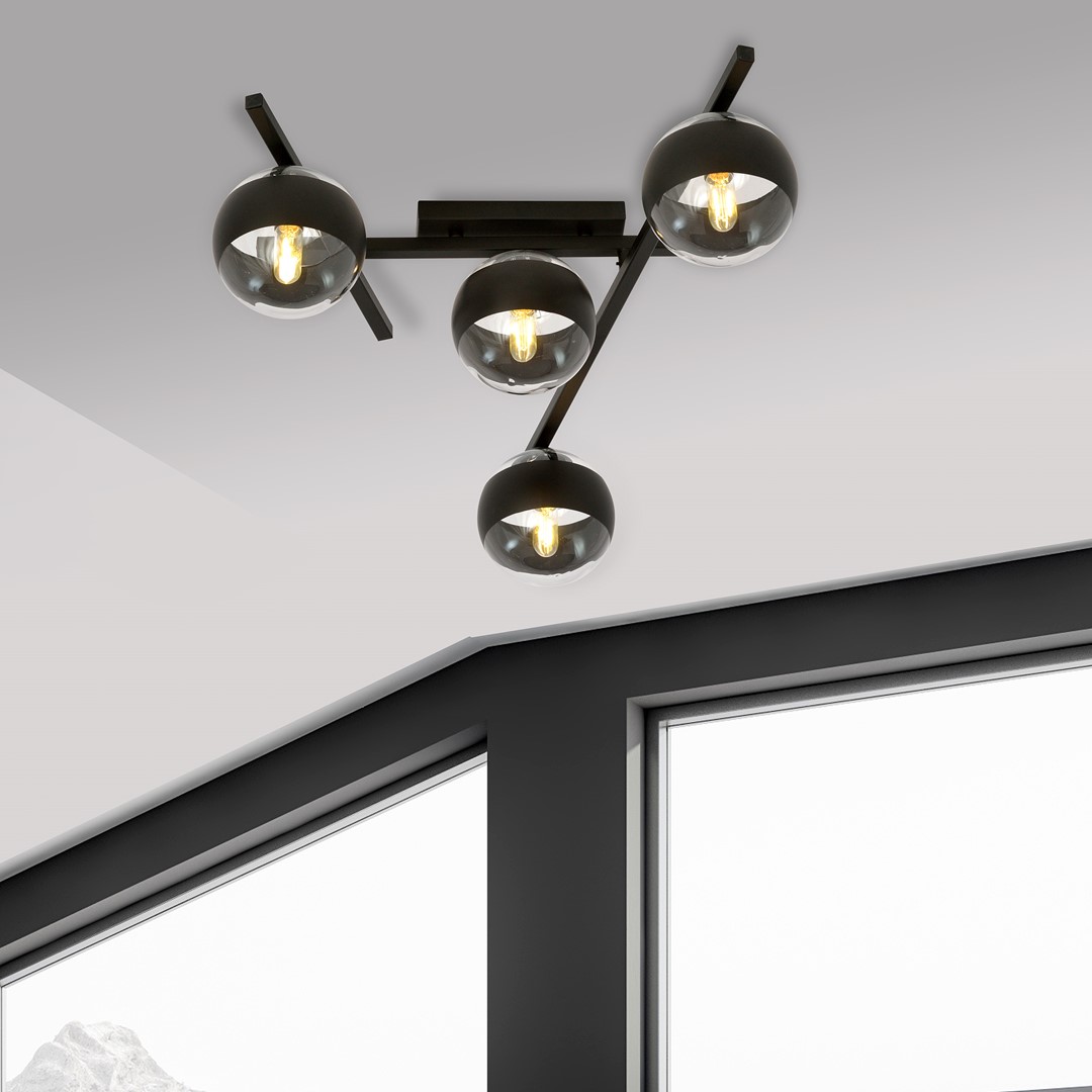 Emibig Stropna svjetiljka SMART 230V 10W MAX LED E14 Čelik/ Staklo Crna