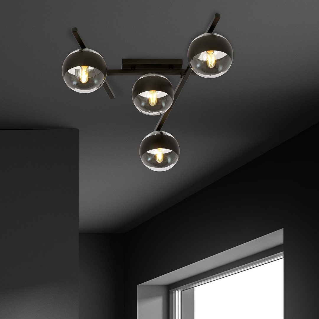 Emibig Stropna svjetiljka SMART 230V 10W MAX LED E14 Čelik/ Staklo Crna