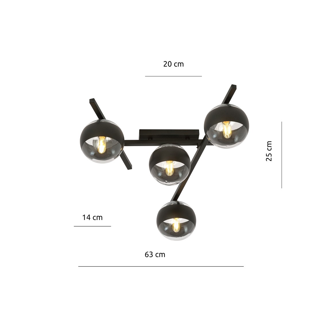Emibig Stropna svjetiljka SMART 230V 10W MAX LED E14 Čelik/ Staklo Crna