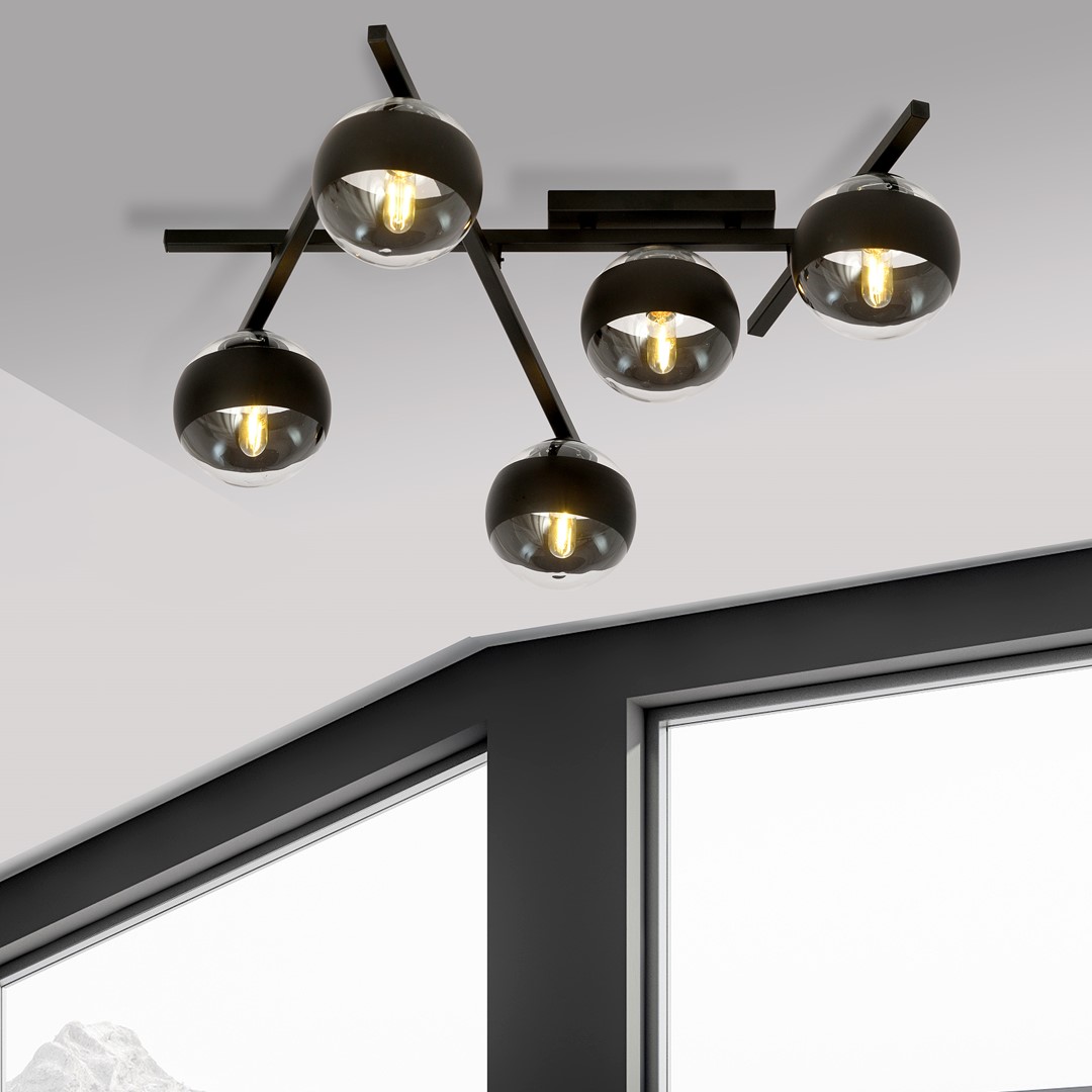 Emibig Stropna svjetiljka SMART 230V 10W MAX LED E14 Čelik/ Staklo Crna