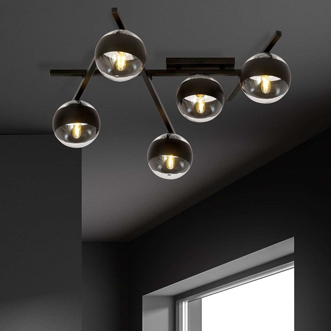 Emibig Stropna svjetiljka SMART 230V 10W MAX LED E14 Čelik/ Staklo Crna