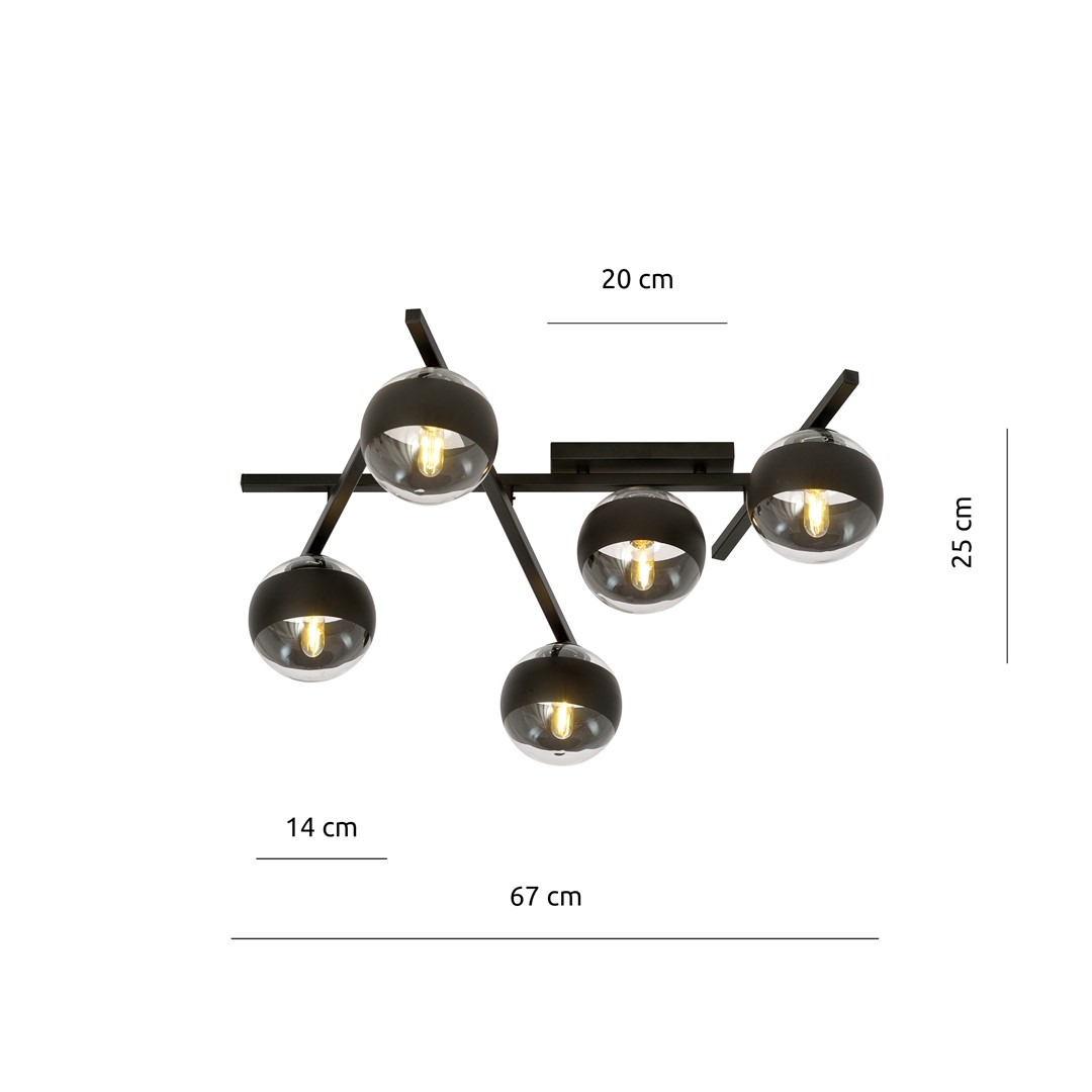 Emibig Stropna svjetiljka SMART 230V 10W MAX LED E14 Čelik/ Staklo Crna