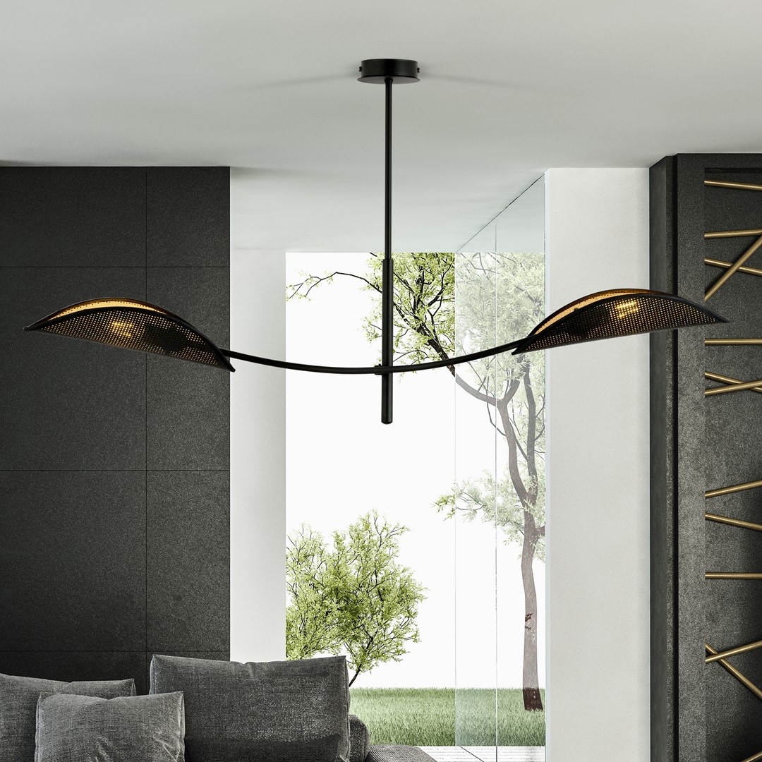 Emibig Stropna svjetiljka LOTUS 230V 10W MAX LED E14 Čelik/ Tkanina Crna