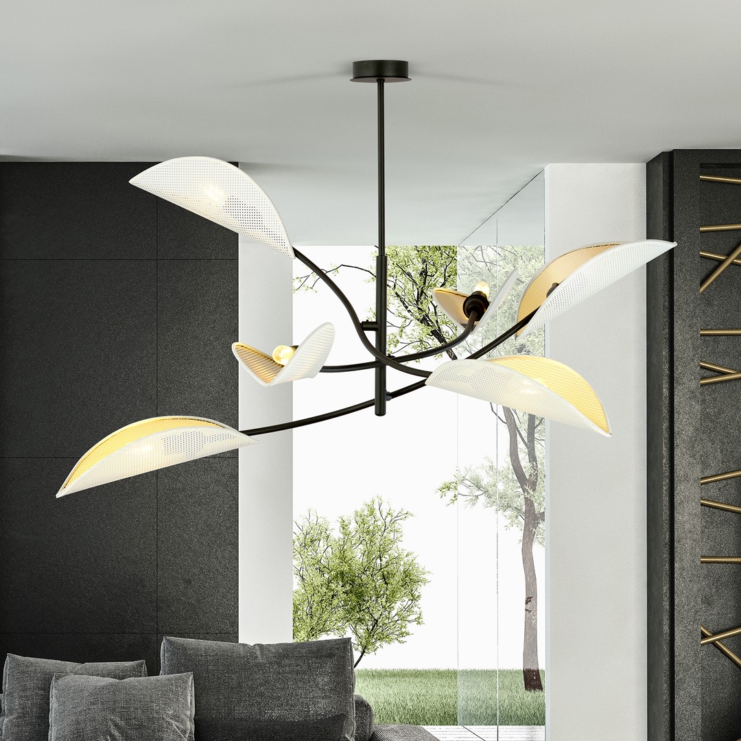 Emibig Stropna svjetiljka LOTUS 230V 10W MAX LED E14 Čelik/ Tkanina Crna