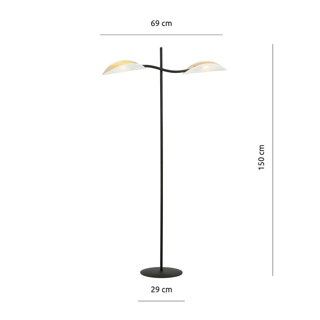 Emibig Podna lampa LOTUS 230V 10W MAX LED E14 Čelik/ Tkanina Crna