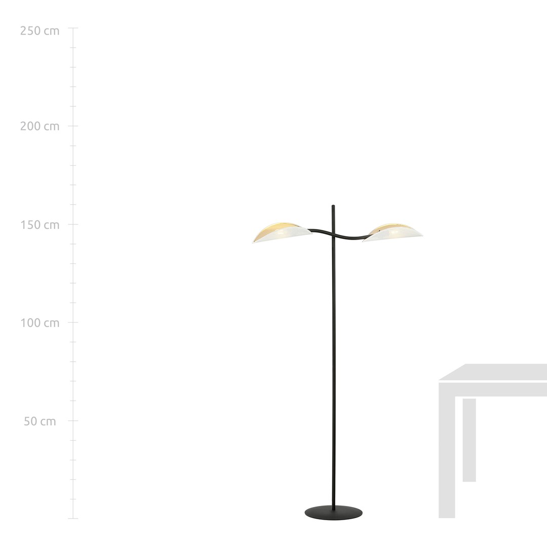 Emibig Podna lampa LOTUS 230V 10W MAX LED E14 Čelik/ Tkanina Crna