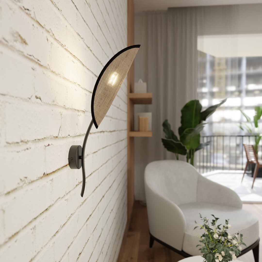 Emibig Zidna lampa LOTUS 230V 10W MAX LED E14 Čelik/ Tkanina Crna
