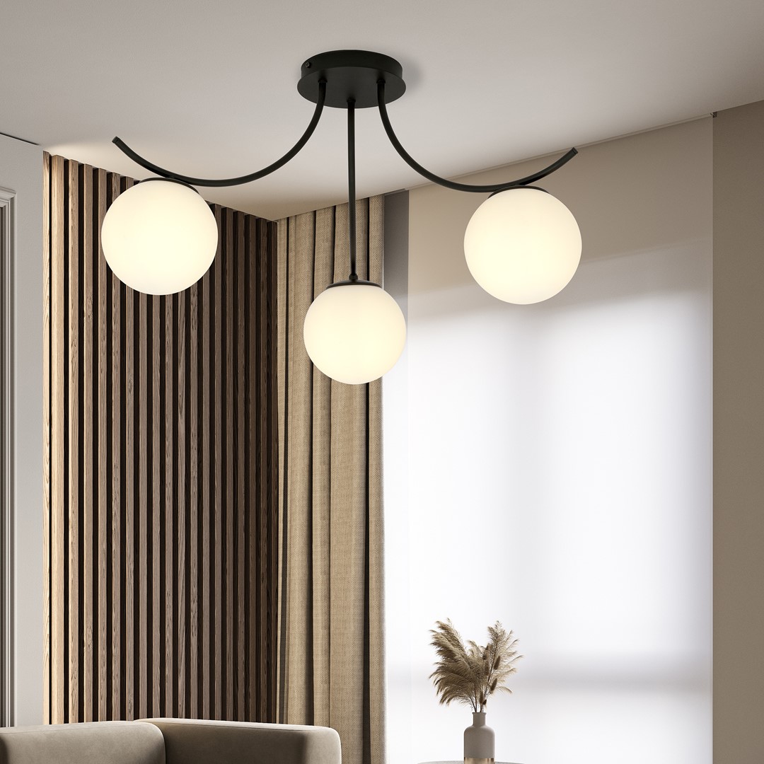 Emibig Stropna svjetiljka BOSTON 230V 10W MAX LED E14 Čelik/ Staklo Crna