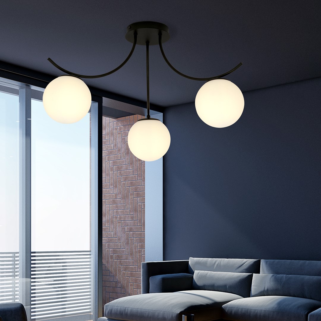 Emibig Stropna svjetiljka BOSTON 230V 10W MAX LED E14 Čelik/ Staklo Crna