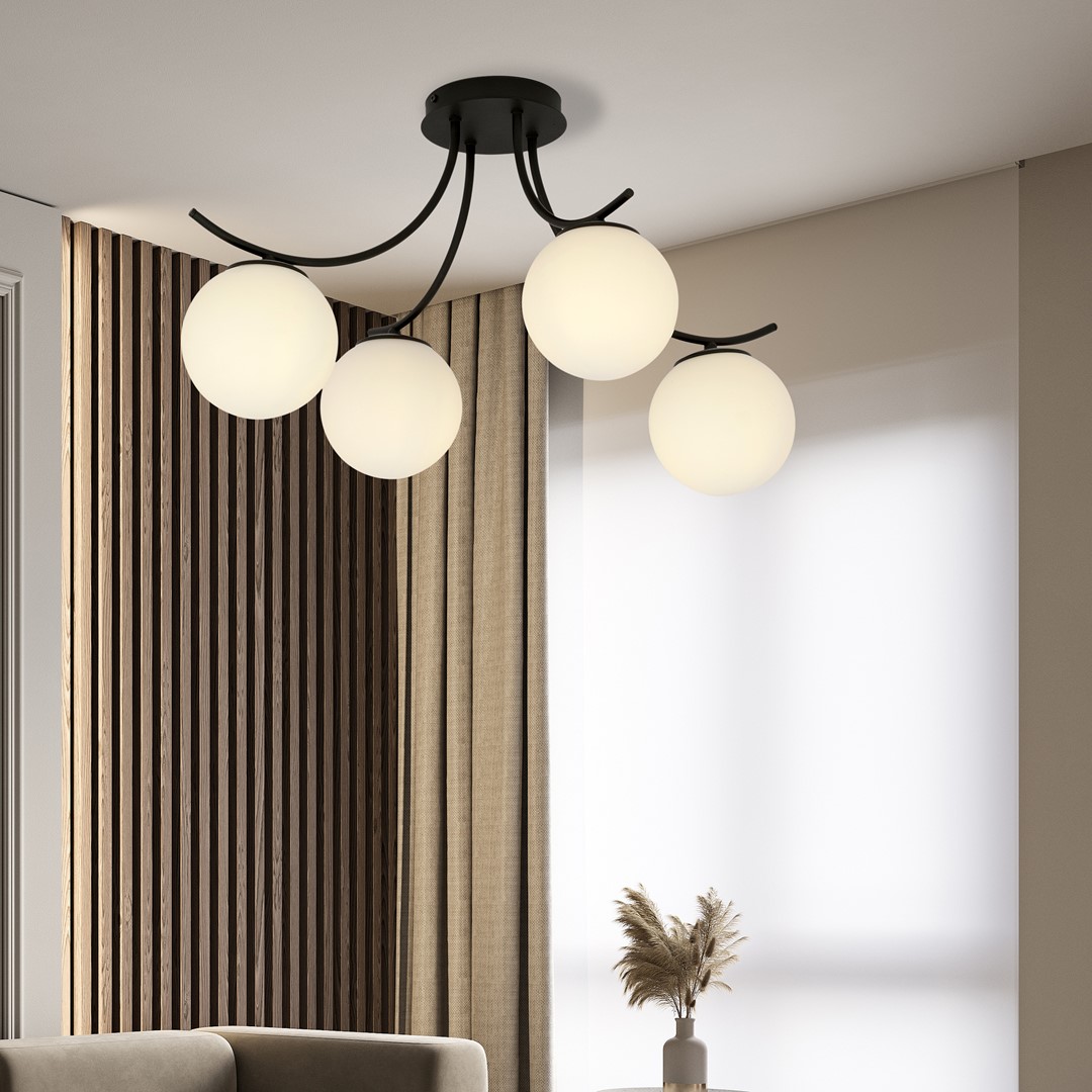 Emibig Stropna svjetiljka BOSTON 230V 10W MAX LED E14 Čelik/ Staklo Crna