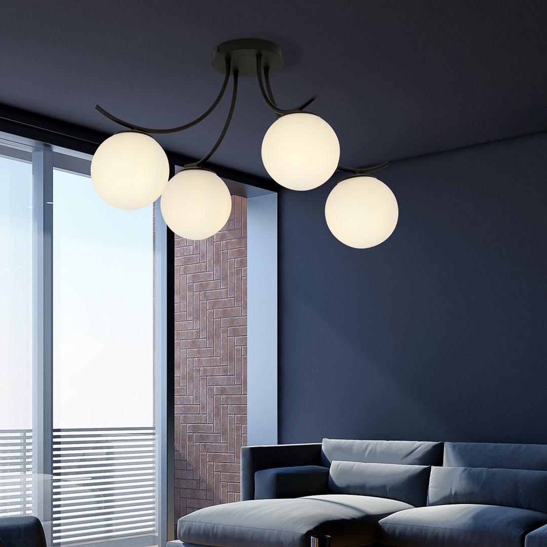 Emibig Stropna svjetiljka BOSTON 230V 10W MAX LED E14 Čelik/ Staklo Crna
